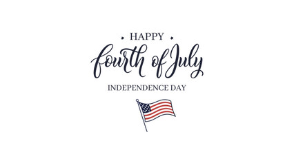 Clean Fourth of July Lettering with Patriot Flag Icon