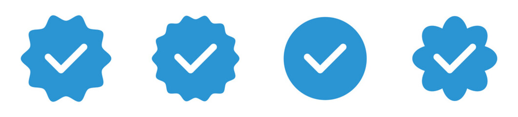 Blue tick verified badge icon set. Social media official account tick symbol , vector illustration .  © Habiba Anika