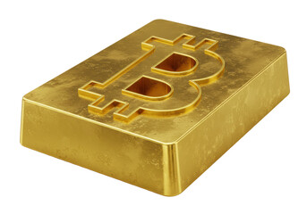 Isolated Golden Bitcoin Bar Cryptocurrency