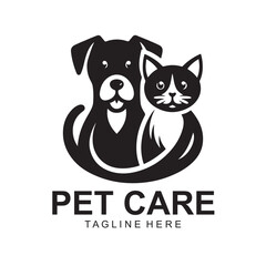 Dog Cat Pet Care Logo Design Vector