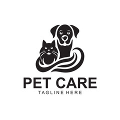 Dog Cat Pet Care Logo Design Vector