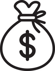 Money bag icon silhouette