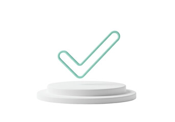 Isolated Podium with Check Mark Symbol