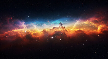 Fototapeta premium Colorful and vibrant depiction of nebulae and stars in deep space scenery