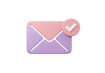 Isolated Pink Email with Check Mark