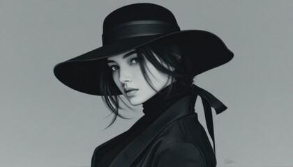 A grayscale portrait of a woman (2)
