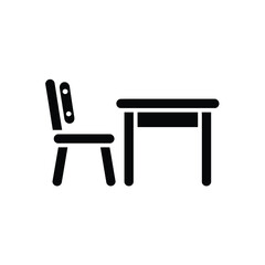 Simple black icon of a table and chair