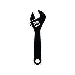 Simple black adjustable wrench icon illustration