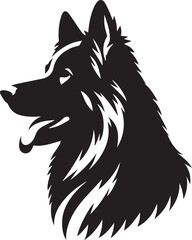 German Shepherd Dog Silhouette Vector | Black and White  Illustration