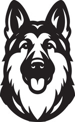 German Shepherd Dog Silhouette Vector | Black and White  Illustration