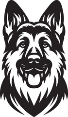 German Shepherd Dog Silhouette Vector | Black and White  Illustration