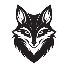 fox head black icon, flat style isolated icon silhouette vector art illustration on white background