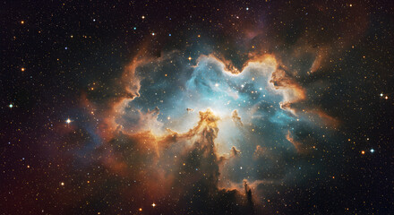 Fototapeta premium Stunning nebula image with vibrant colors and cosmic dust in deep space
