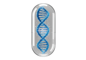 Isolated DNA Strand in Transparent Pill Capsule