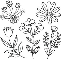 Hand drawn flower silhouette arrangements