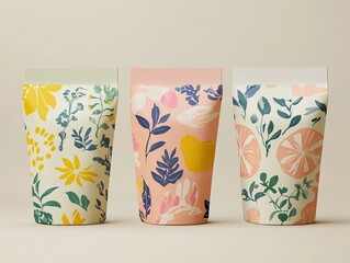 Three Stand Up Pouches Mockup with Matte Finish