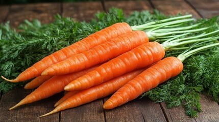 Farm-Fresh Carrot Bunch on Rustic Wood