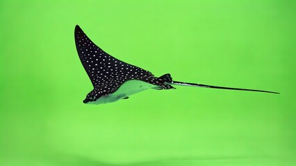 Spotted eagle ray gliding gracefully through vibrant turquoise waters in a tropical marine environment