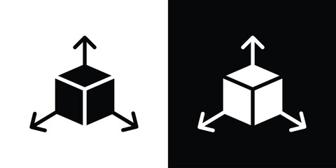3D modeling icon in flat black solid vector set