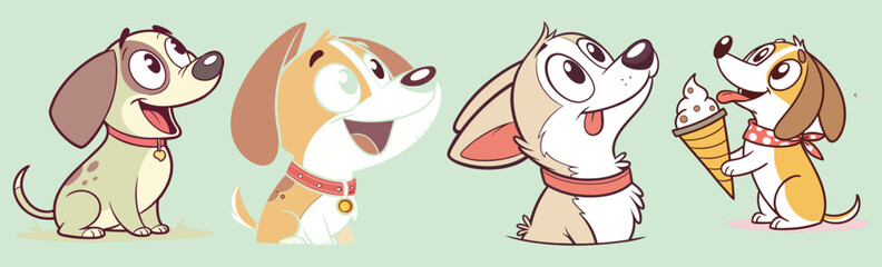 Adorable cartoon puppies full of joy and personality – perfect for kids' books, pet brands, greeting cards, and playful dogs vector.