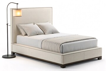 bed in a white bedroom