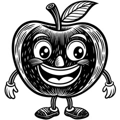 Obraz premium Happy cartoon apple character illustration