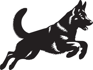 German Shepherd Dog Silhouette Vector | Black and White  Illustration