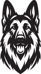 Obraz premium German Shepherd Dog Silhouette Vector | Black and White Illustration