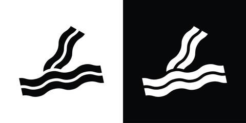 Bacon icon in flat black solid vector set