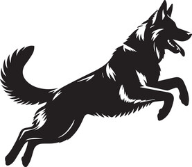 German Shepherd Dog Silhouette Vector | Black and White  Illustration