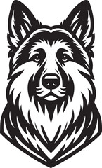 German Shepherd Dog Silhouette Vector | Black and White  Illustration