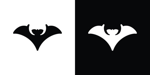 Bat icon in flat black solid vector set