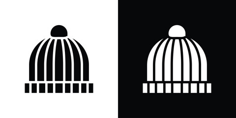 Beanie icon in flat black solid vector set