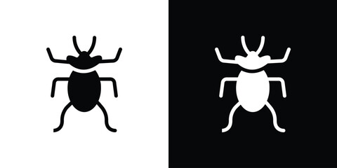 Bedbug icon in flat black solid vector set