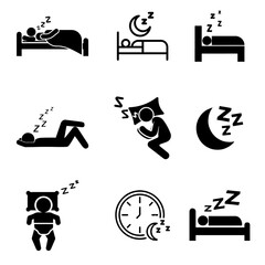 Sleeping icon vector set