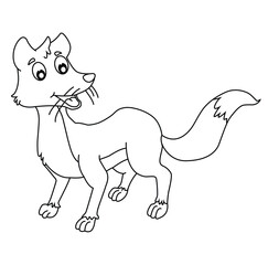 Cute cartoon hand drawn vector funny fox outline.