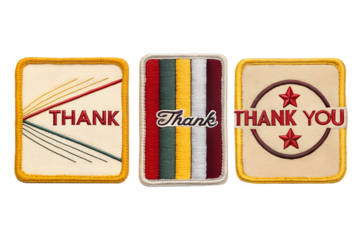 Retro Thank You Patches Vintage Design Iron-on Embroidered Badges Set of 3