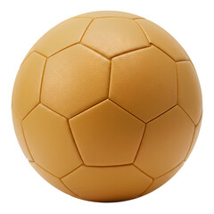 Tan Leather Soccer Ball Detailed Closeup View isolated on transparent bacckground