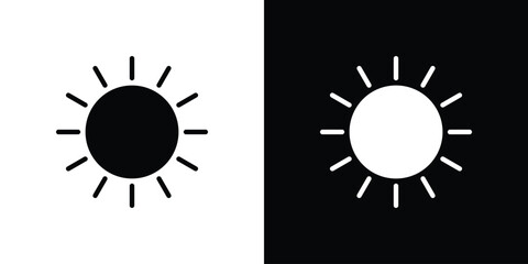 Brightness icon in flat black solid vector set