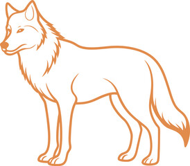 Wolf Silhouette Line Art Vector Illustration On White Background