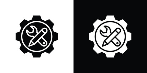 Business development icon in flat black solid vector set