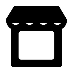 Clean and modern solid vector icon of a store, representing business themes. Perfect for mobile apps, infographics, UI/UX designs. This scalable SVG is ideal for digital or print projects.