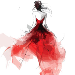 Stylish Red Dress Fashion Illustration