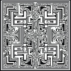 Detailed Black and White Symmetric Pattern