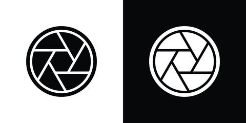 Camera shutter icon in flat black solid vector set
