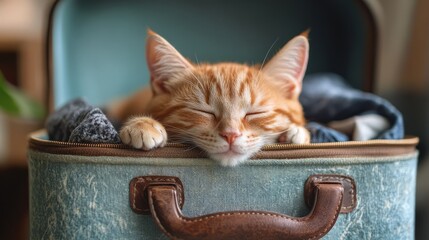 Sleepy Cat in a Suitcase