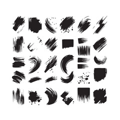 Black Brushstroke Vector Collection – Abstract Ink Strokes on White Background

