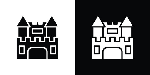 Obraz premium Castle icon in flat black solid vector set