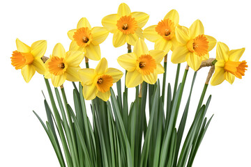High-resolution daffodil flower cluster isolated on transparent background — detailed PNG botanical cutout ideal for spring floral overlays, wedding invitations, greeting cards and scrapbooking © Ameer