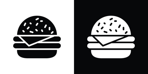 Cheese burger icon in flat black solid vector set